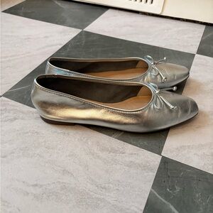 SCHUTZ Silver Ballet Flats